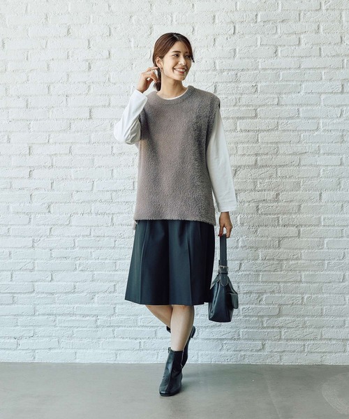 FOUND GOOD（ファウンドグッド）の「シャギーニットベスト（ベスト・レディース・アイボリー/ブラック/グレー系2・L/M）」の8枚目の写真