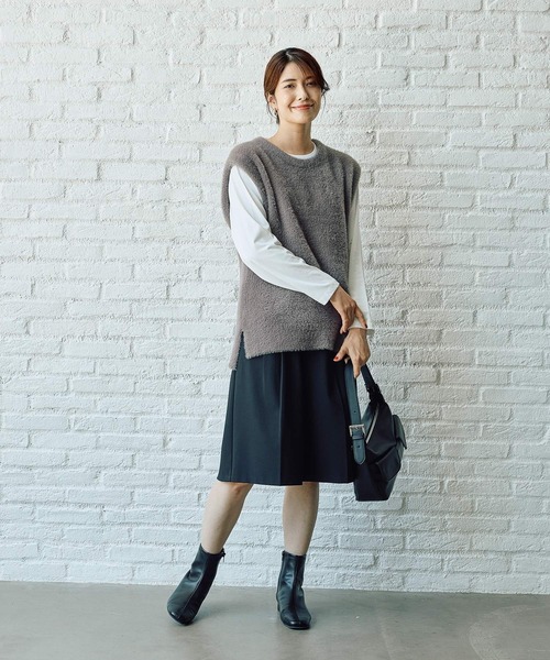 FOUND GOOD（ファウンドグッド）の「シャギーニットベスト（ベスト・レディース・アイボリー/ブラック/グレー系2・L/M）」の10枚目の写真