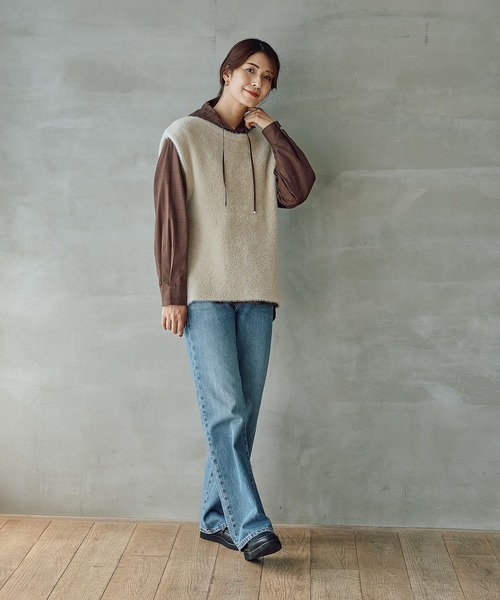 FOUND GOOD（ファウンドグッド）の「シャギーニットベスト（ベスト・レディース・アイボリー/ブラック/グレー系2・L/M）」の14枚目の写真