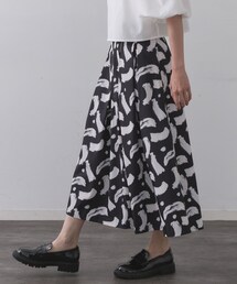 OPAQUE.CLIP（オペークドットクリップ）の「ブラッシュ柄タックフレアスカート【洗濯機洗い可】（スカート）」