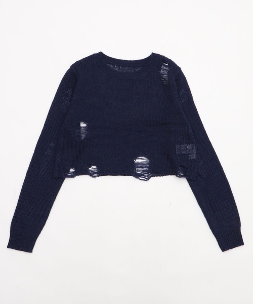 WEGO（ウィゴー）の「WEGO/モヘアタッチダメージショートニット（ニット/セーター・レディース・ホワイト系その他5/ワイン/チャコール/ネイビー・FREE）」の17枚目の写真