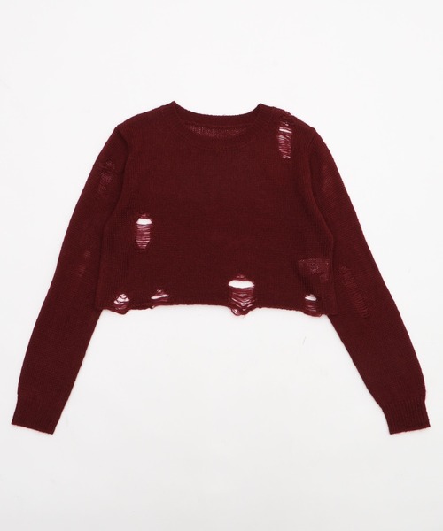 WEGO（ウィゴー）の「WEGO/モヘアタッチダメージショートニット（ニット/セーター・レディース・ホワイト系その他5/ワイン/チャコール/ネイビー・FREE）」の18枚目の写真