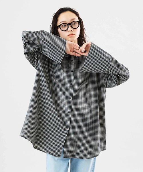Muscat(マスカット)の「オーバーサイズ チェックシャツ(シャツ/ブラウス・レディース・クリーム/ブラック・F)」の1枚目の写真