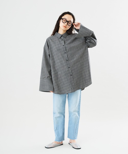 Muscat(マスカット)の「オーバーサイズ チェックシャツ(シャツ/ブラウス・レディース・クリーム/ブラック・F)」の9枚目の写真