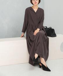 URBAN RESEARCH ROSSO WOMEN | キュプラ混フィブリルギャザーワンピース(ワンピース)