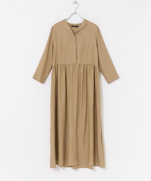 URBAN RESEARCH ROSSO WOMEN（アーバンリサーチ　ロッソ）の「キュプラ混フィブリルギャザーワンピース（ワンピース・レディース・ベージュ/ブラック/ブラウン系その他・FREE）」の8枚目の写真