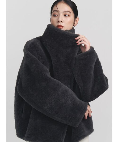 セール】【REVIVAL】フェイクムートンスタンドカラーコート（ムートン