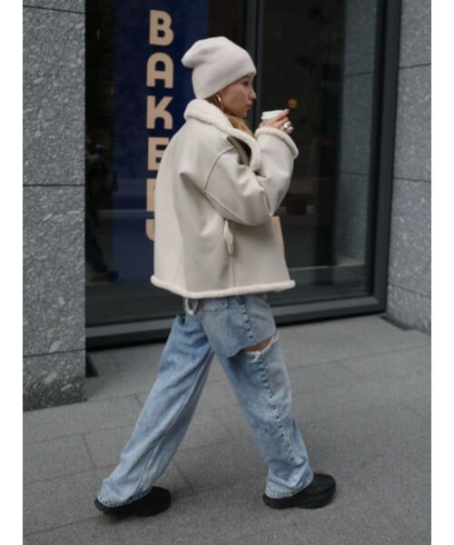 セール】【REVIVAL】フェイクムートンスタンドカラーコート（ムートン