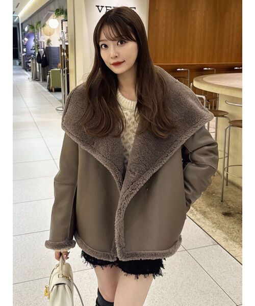 セール】【REVIVAL】フェイクムートンスタンドカラーコート（ムートン