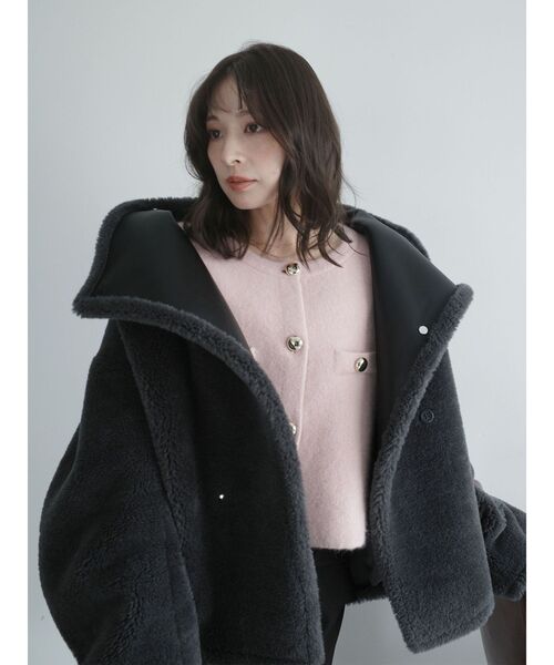 セール】【REVIVAL】フェイクムートンスタンドカラーコート（ムートン