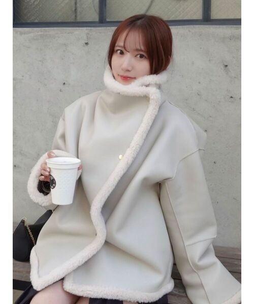 セール】【REVIVAL】フェイクムートンスタンドカラーコート（ムートン