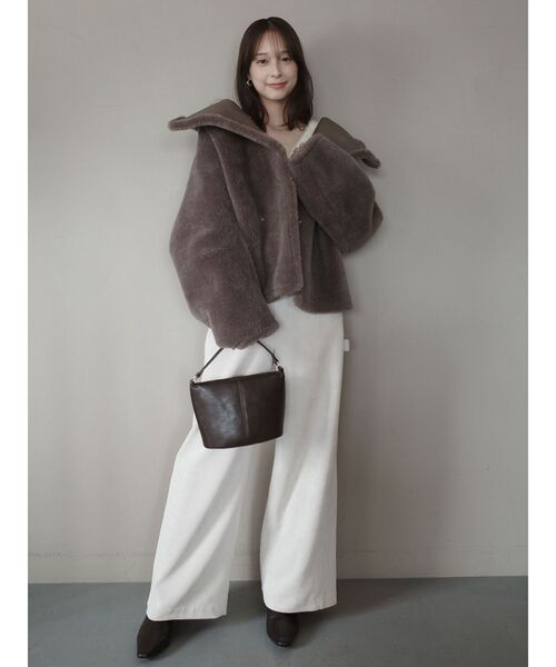 セール】【REVIVAL】フェイクムートンスタンドカラーコート（ムートン