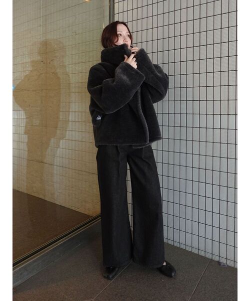 セール】【REVIVAL】フェイクムートンスタンドカラーコート（ムートン