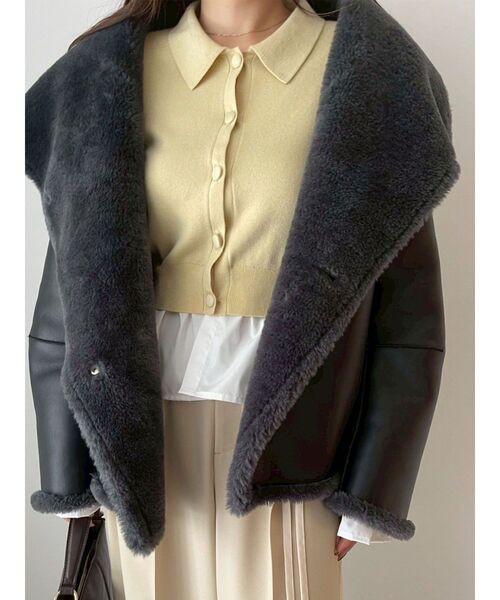 セール】【REVIVAL】フェイクムートンスタンドカラーコート（ムートン