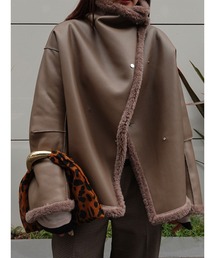 LAGUNAMOON(ラグナムーン)の【REVIVAL】フェイクムートンスタンドカラーコート(ムートンコート)