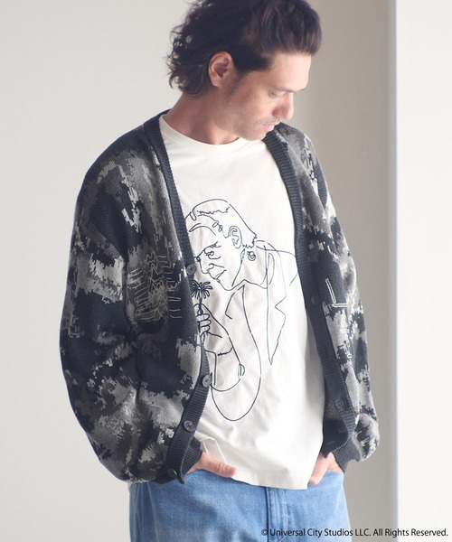 mcg3702-mad embroidered fade knit cardigan ニットカーディガン