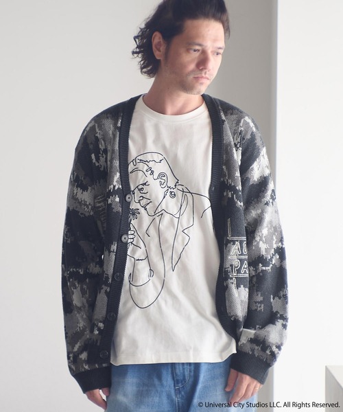 mcg3702-mad embroidered fade knit cardigan ニットカーディガン