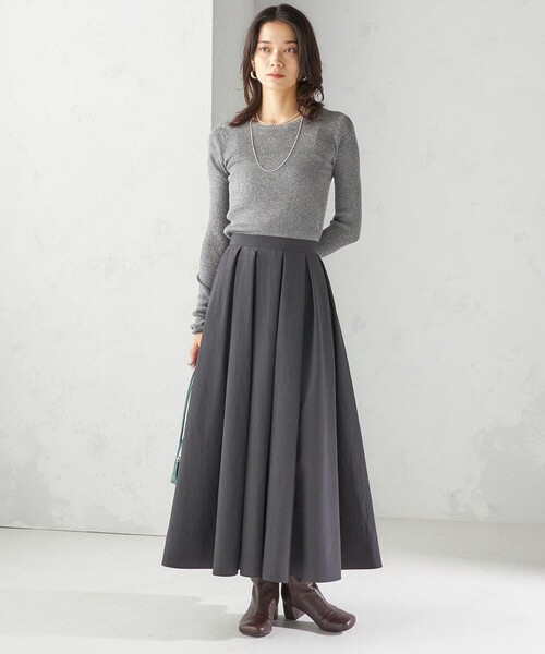 シップス（SHIPS）/〈手洗い可能〉タフタ タック フレア スカート セール】〈手洗い可能〉タフタ タック フレア スカート（スカート