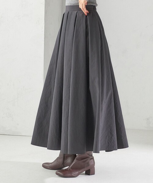 シップス（SHIPS）/〈手洗い可能〉タフタ タック フレア スカート セール】〈手洗い可能〉タフタ タック フレア スカート（スカート