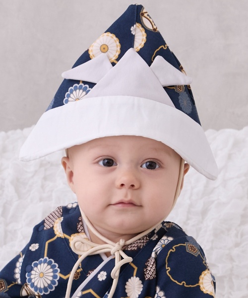 petit main（プティマイン）の「兜帽子（その他ベビー用品・キッズ・ベージュ/ネイビー・F）」の2枚目の写真