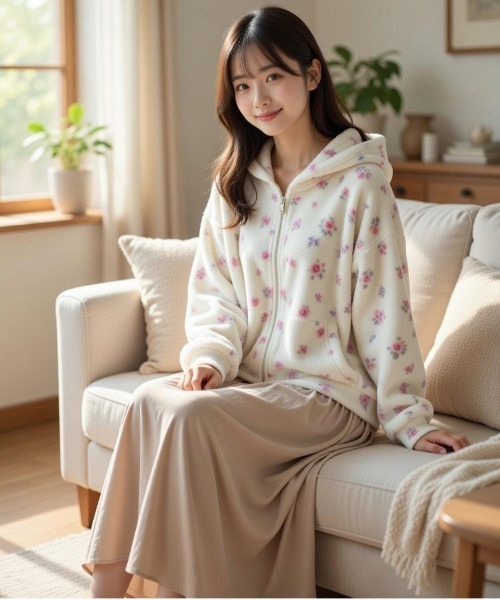 JEMORGAN（ジェーイーモーガン）の「【JEMORGAN / ジェーイーモーガン】花柄フリースダブルジップアップパーカー（パーカー・レディース・ピンク/ブルー/パープル・FREE）」の8枚目の写真