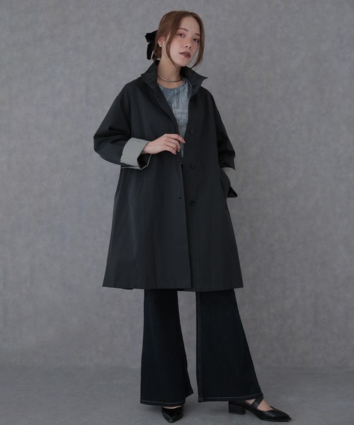 SUWDEE(スーディー)の「cotton stand collar coat(その他アウター・レディース・ダークグレー/ネイビー・FREE)」の3枚目の写真