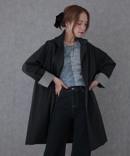 SUWDEE(スーディー)の「cotton stand collar coat(その他アウター・レディース・ダークグレー/ネイビー・FREE)」の4枚目の写真