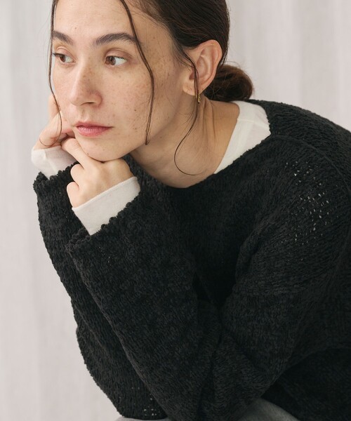 BEAUTY&YOUTH UNITED ARROWS（ビューティーアンドユースユナイテッドアローズ）の「テープヤーン ニットプルオーバー（ニット/セーター・レディース・ブラック/ベージュ/オフホワイト・FREE）」の6枚目の写真