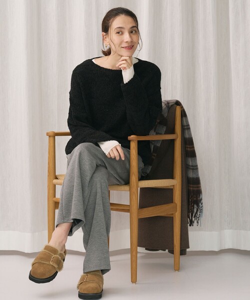 BEAUTY&YOUTH UNITED ARROWS（ビューティーアンドユースユナイテッドアローズ）の「テープヤーン ニットプルオーバー（ニット/セーター・レディース・ブラック/ベージュ/オフホワイト・FREE）」の8枚目の写真