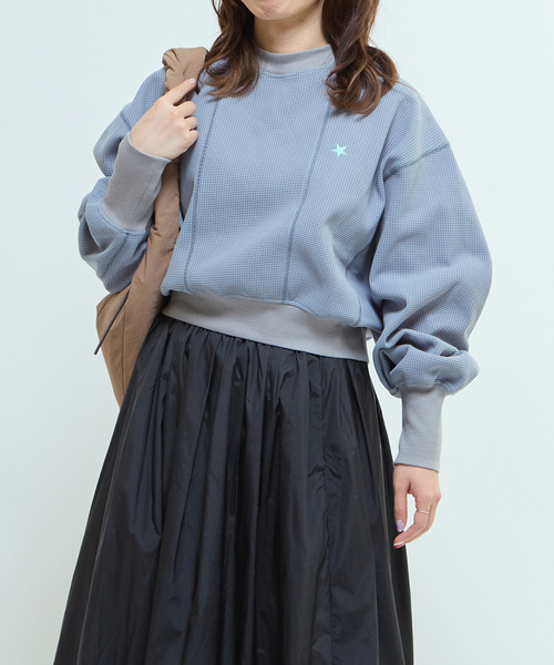 CONVERSE TOKYO（コンバーストウキョウ）の「DOLMAN SLEEVE WAFFLE PULLOVER（Tシャツ/カットソー・レディース・ホワイト/グレー/グリーン・FREE）」の7枚目の写真