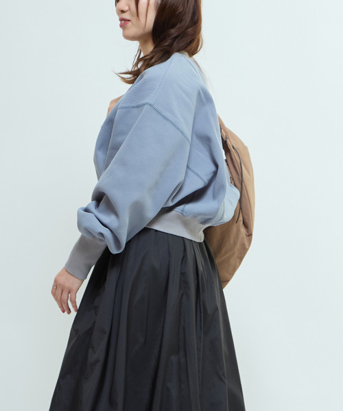 CONVERSE TOKYO（コンバーストウキョウ）の「DOLMAN SLEEVE WAFFLE PULLOVER（Tシャツ/カットソー・レディース・ホワイト/グレー/グリーン・FREE）」の8枚目の写真