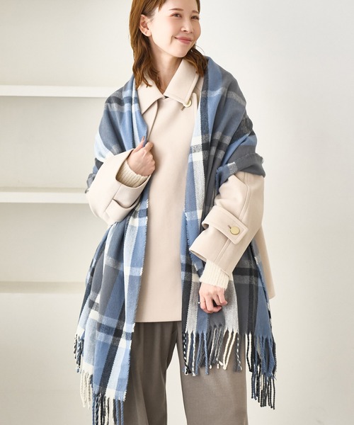 ROPE' PICNIC（ロペピクニック）の「チェックストール（ストール/ショール・レディース・ベージュ/ブルー系その他4/レッド系その他・FREE）」の3枚目の写真