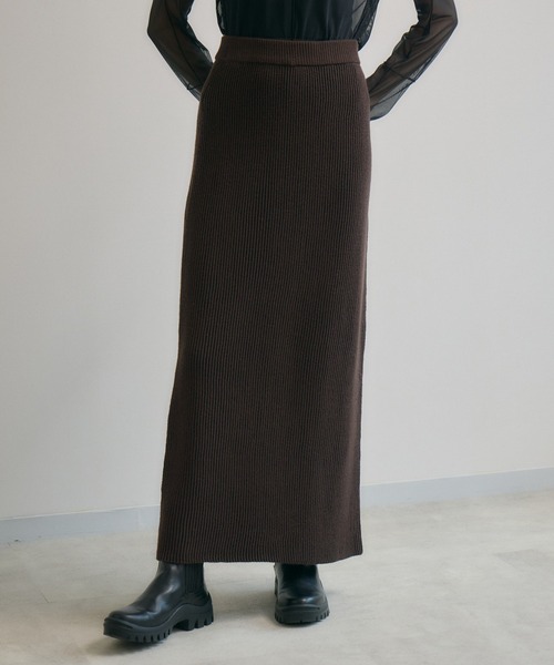 Paradise Picnic（パラダイスピクニック）の「cloche ストライプ見えニットスカート（スカート・レディース・ブラウン/ブラック・FREE）」の2枚目の写真