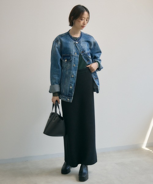 Paradise Picnic（パラダイスピクニック）の「cloche ストライプ見えニットスカート（スカート・レディース・ブラウン/ブラック・FREE）」の16枚目の写真