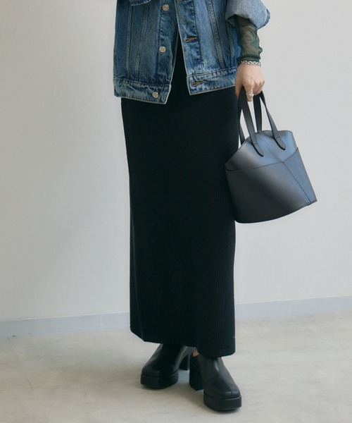 Paradise Picnic（パラダイスピクニック）の「cloche ストライプ見えニットスカート（スカート・レディース・ブラウン/ブラック・FREE）」の18枚目の写真