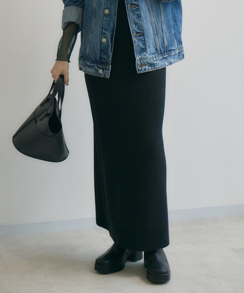 Paradise Picnic（パラダイスピクニック）の「cloche ストライプ見えニットスカート（スカート・レディース・ブラウン/ブラック・FREE）」の19枚目の写真