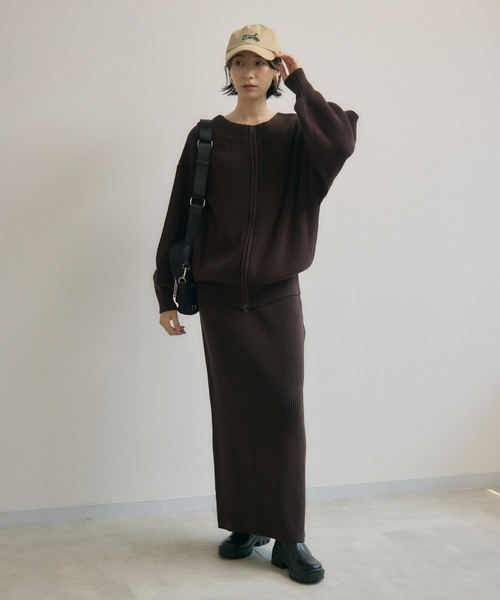 Paradise Picnic（パラダイスピクニック）の「cloche ストライプ見えニットスカート（スカート・レディース・ブラウン/ブラック・FREE）」の3枚目の写真