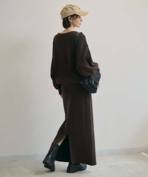 Paradise Picnic（パラダイスピクニック）の「cloche ストライプ見えニットスカート（スカート・レディース・ブラウン/ブラック・FREE）」の5枚目の写真