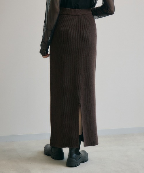 Paradise Picnic（パラダイスピクニック）の「cloche ストライプ見えニットスカート（スカート・レディース・ブラウン/ブラック・FREE）」の9枚目の写真