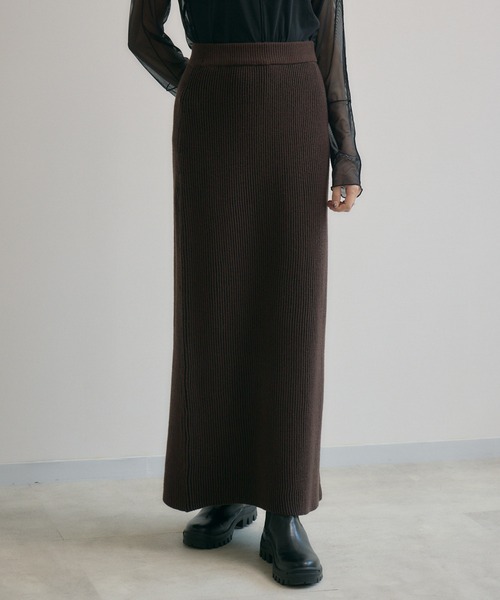 Paradise Picnic（パラダイスピクニック）の「cloche ストライプ見えニットスカート（スカート・レディース・ブラウン/ブラック・FREE）」の6枚目の写真
