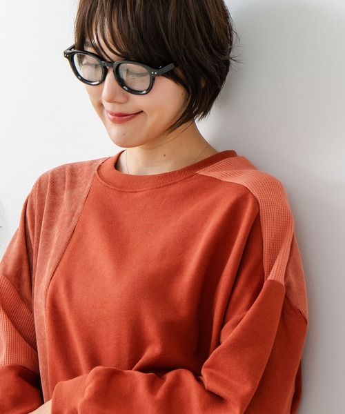 fort point（フォーポイント）の「【C-FORT POINT/フォートポイント】コーデュロイ ワッフル 切り替え チュニック（スウェット・レディース・チャコールグレー/カーキ/ブルー/杢グレー/レンガ・FREE）」の5枚目の写真