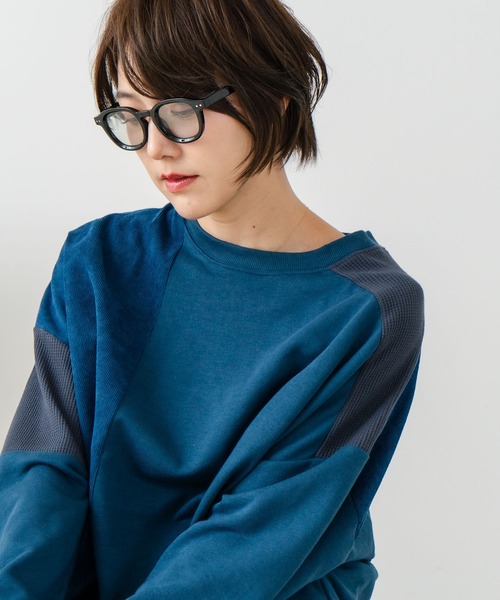 fort point（フォーポイント）の「【C-FORT POINT/フォートポイント】コーデュロイ ワッフル 切り替え チュニック（スウェット・レディース・チャコールグレー/カーキ/ブルー/杢グレー/レンガ・FREE）」の4枚目の写真