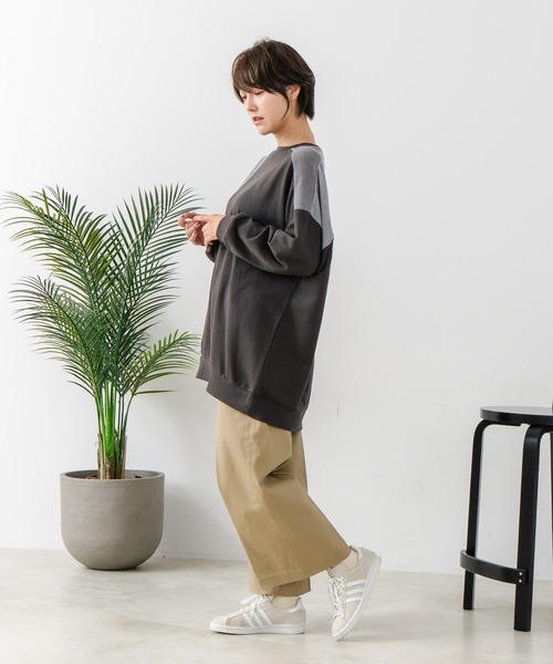 fort point（フォーポイント）の「【C-FORT POINT/フォートポイント】コーデュロイ ワッフル 切り替え チュニック（スウェット・レディース・チャコールグレー/カーキ/ブルー/杢グレー/レンガ・FREE）」の6枚目の写真