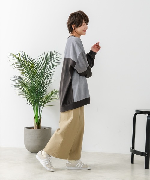 fort point（フォーポイント）の「【C-FORT POINT/フォートポイント】コーデュロイ ワッフル 切り替え チュニック（スウェット・レディース・チャコールグレー/カーキ/ブルー/杢グレー/レンガ・FREE）」の8枚目の写真