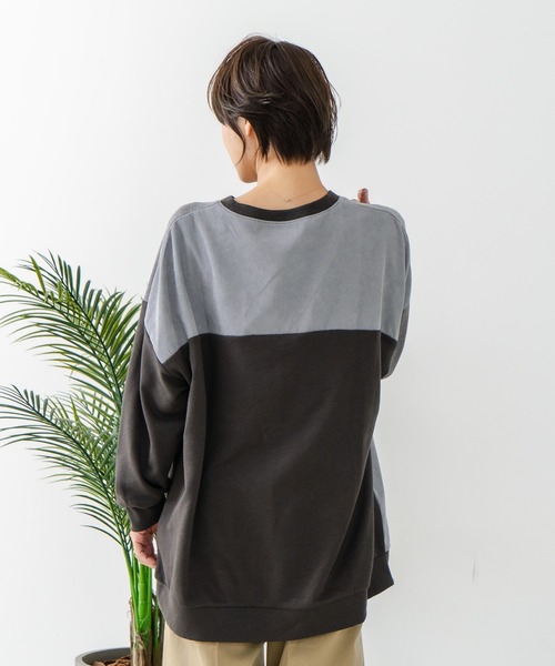 fort point（フォーポイント）の「【C-FORT POINT/フォートポイント】コーデュロイ ワッフル 切り替え チュニック（スウェット・レディース・チャコールグレー/カーキ/ブルー/杢グレー/レンガ・FREE）」の12枚目の写真
