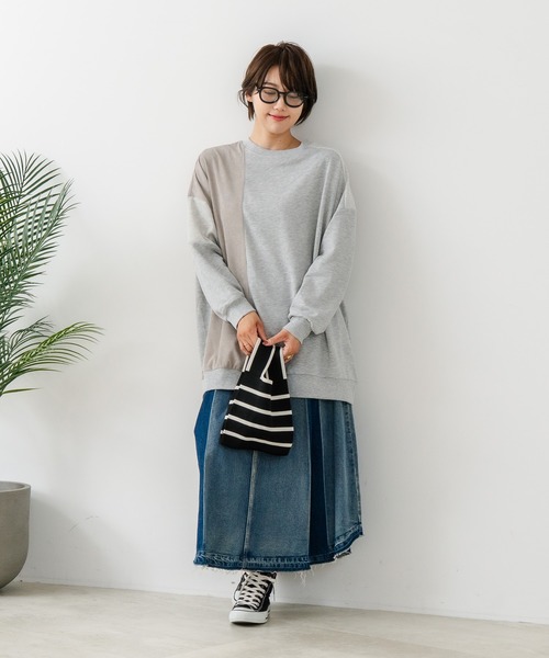 fort point（フォーポイント）の「【C-FORT POINT/フォートポイント】コーデュロイ ワッフル 切り替え チュニック（スウェット・レディース・チャコールグレー/カーキ/ブルー/杢グレー/レンガ・FREE）」の16枚目の写真