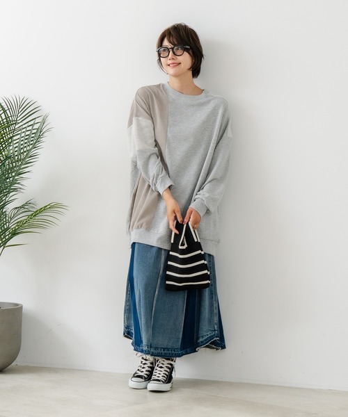 fort point（フォーポイント）の「【C-FORT POINT/フォートポイント】コーデュロイ ワッフル 切り替え チュニック（スウェット・レディース・チャコールグレー/カーキ/ブルー/杢グレー/レンガ・FREE）」の17枚目の写真