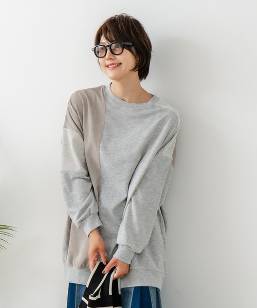 fort point（フォーポイント）の「【C-FORT POINT/フォートポイント】コーデュロイ ワッフル 切り替え チュニック（スウェット・レディース・チャコールグレー/カーキ/ブルー/杢グレー/レンガ・FREE）」の18枚目の写真