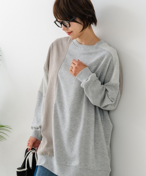 fort point（フォーポイント）の「【C-FORT POINT/フォートポイント】コーデュロイ ワッフル 切り替え チュニック（スウェット・レディース・チャコールグレー/カーキ/ブルー/杢グレー/レンガ・FREE）」の19枚目の写真
