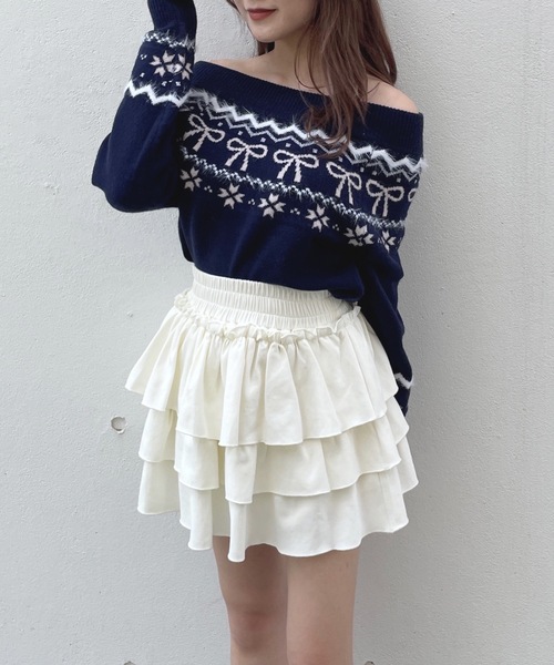 one way（ワンウェイ）の「ノルディックニット（ニット/セーター・レディース・ホワイト/ブルー/グレー・FREE）」の3枚目の写真